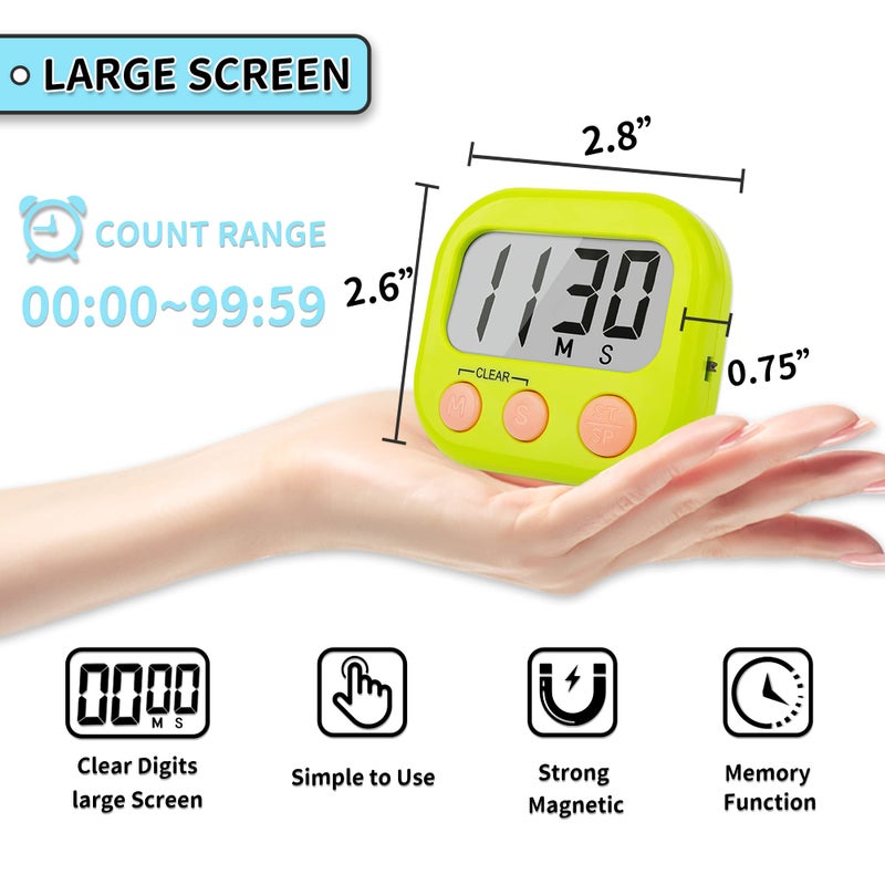 AOUCE Classroom Timers for Teachers Kids Large Magnetic Digital Timer Teacher Supplies 2 Pack-Blue Green - Image 4